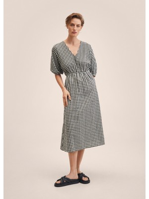 Mango Gingham Kareli Pamuklu Elbise