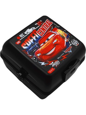 Frocx Cars 4 Bölmeli Siyah Plastik Beslenme Kutusu Kilitli Kapak ile Pratik Kullanım