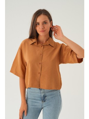 4159A Oversize Kısa Gömlek Bisküvi