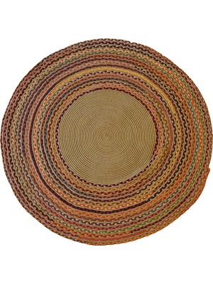 Homefesto Natural Jüt Halı El Dokuma Hasır Yolluk Bohem Jüt Kilim Hmfjut407 120 X 120 Cm