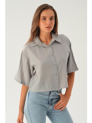 Rays 4159A Oversize Kısa Gömlek Gri
