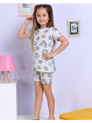 Elmas Kids Desenli Terletmez Şortlu Pijama Takımı 3-4 Yaş