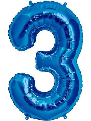 Patladı Gitti 3 Rakam Mavi Folyo Balon 34 Inç 76-82 Cm
