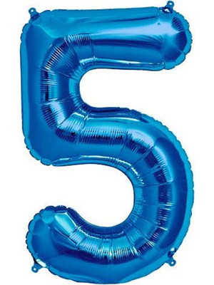 Patladı Gitti 5 Rakam Mavi Folyo Balon 34 Inç 76-82 Cm