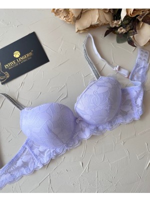 Intive Lingerie Jasmine Askıları Parlak Taşlı Hafif Destekli Dantelli Soft Cup Ithal Sütyen (B-C Cup)