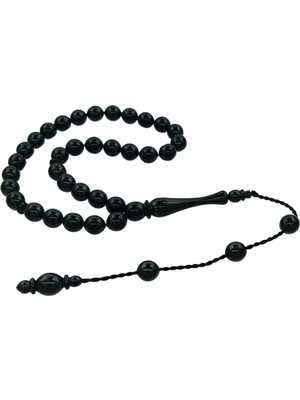 OltutaşıMarket Usta Işi Sistemli Kumpaslı Bilek Boy Sertifikalı Erzurum Oltu Taşı Tesbih 6,5 x 7 mm