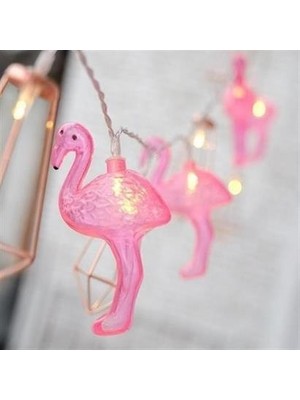 Zuamor Store Buffer 10LU Pilli LED Flamingo Dekoratif Işık Zinciri Aydınlatma 1,5 mt