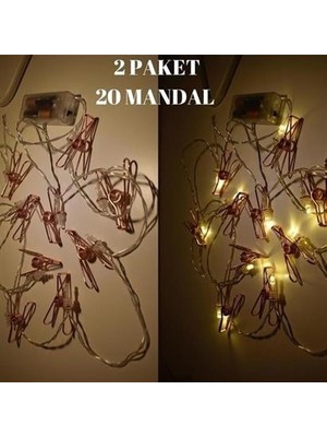 Zuamor Store Buffer Bakır Renkli LED Işıklı Fotoğraf Asma Işık Süsleme Mandalları