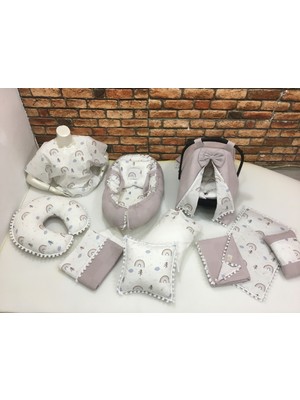 Buse Baby Home Lavanta  Çok Amaçlı Babynest , Puset Örtüsü ve Minderi , Alt Açma ve Battaniye, Nevresim Takımı 15'li Set