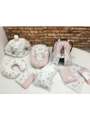 Buse Baby Home Pembe Çok Amaçlı Babynest , Puset Örtüsü ve Minderi , Alt Açma ve Battaniye, Nevresim Takımı 15'li Set