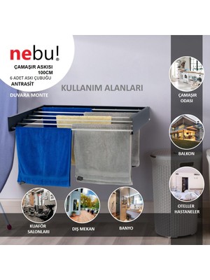 Nebu 100 cm Large Iç ve Dış Mekan Duvara Monte Dekoratif  Çamaşır Askısı