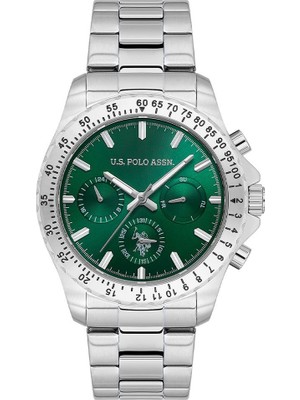 U.S. Polo Assn. USPA1108-03 Quartz Çelik Gri Yeşil Kadran 42 mm Erkek Kol Saati