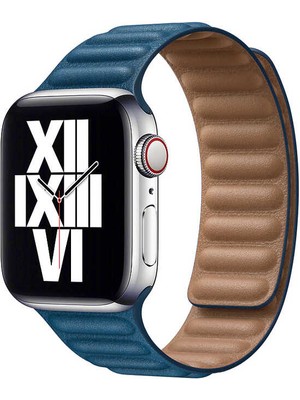 ZORE Apple Watch Ultra 49MM Kordon Uyumlu Krd-34 Deri Strap Kayış - Mavi