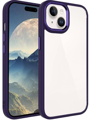 ZORE Apple iPhone 15 Plus Uyumlu Krom Kapak-Derin Mor