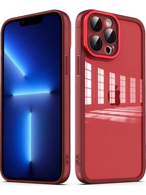 ZORE Apple iPhone 12 Pro Max Uyumlu Kamera Korumalı Transparan Post Kapak-Kırmızı