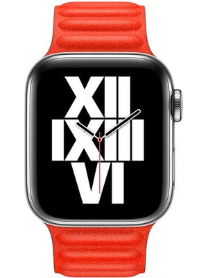 ZORE Apple Watch Ultra 49MM Kordon Uyumlu Krd-34 Deri Strap Kayış - Kırmızı