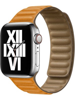 ZORE Apple Watch Ultra 49MM Kordon Uyumlu Krd-34 Deri Strap Kayış - Turuncu