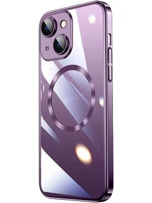 ZORE Apple iPhone 14 Uyumlu Wireless Şarj Özellikli Sert Pc Riksos Magsafe Kapak-Derin Mor