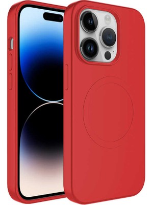 ZORE Apple iPhone 12 Pro Uyumlu Magsafe Wireless Şarj Özellikli Pastel Renk Silikon Plas Kapak-Kırmızı
