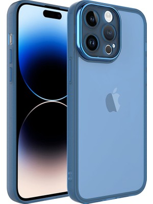 ZORE Apple iPhone 14 Pro Max Uyumlu Kamera Korumalı Transparan Post Kapak-Mavi