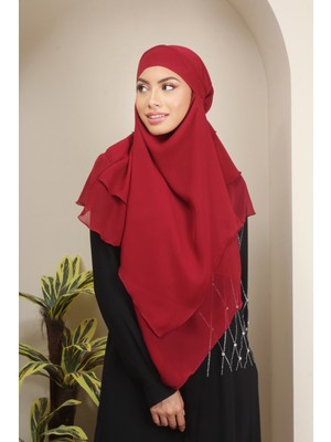 Mihrisina Collection Sufle Tesettür Khimar Şal   Orta Boy