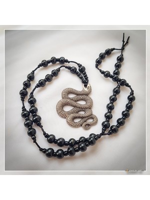 Z Jewelry Art Bhagha - El Yapımı Etnik Otantik Bohem Erkek Kadın Unisex Yılan Kolye