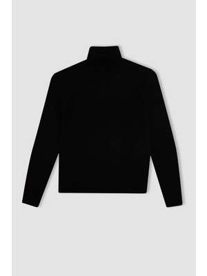DeFacto Kız Çocuk Siyah Balıkçı Yaka Basic Düz Triko Kazak R1953A624WN