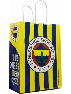 Repro Design Fenerbahçe Lisanlı Renkli Burgu Saplı Kağıt Poşet 18 x 24 x 8 cm - 2 Adet