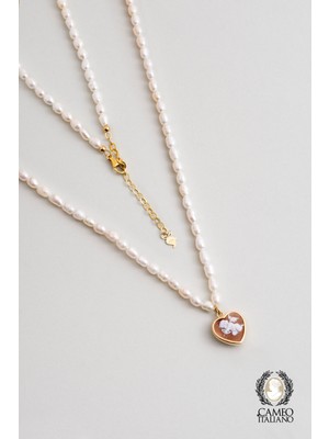 So CHIC Cameo Italiano 18 Ayar Sarı Altın Kaplama 47 Cm Gümüş İnci Kolye