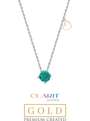 So CHIC Created Paraiba Taşlı Clarit Serisi 8 Ayar Beyaz Altın Kolye