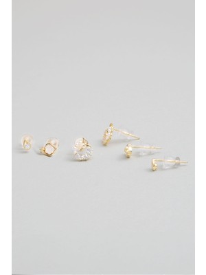 So CHIC Deniz İkonları 18 Ayar Sarı Altın Kaplama Gümüş Çoklu Küpe