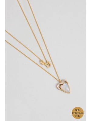 So CHIC Ay Taşlı 14 Ayar Sarı Altın Pırlanta Kolye