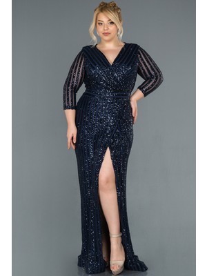 Abiyefon Kapri Kol Yırtmaçlı Pul Payet Büyük Beden Abiye ABU1043