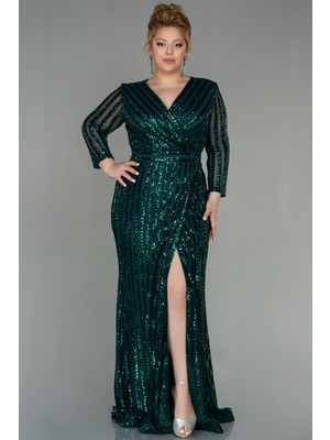 Abiyefon Kapri Kol Yırtmaçlı Pul Payet Büyük Beden Abiye ABU1043