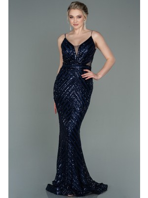 Abiyefon Uzun Payetli Ip Askılı Balık Abiye Elbise ABU892