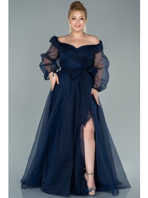 Kayık Yaka Uzun Kol Büyük Beden Abiye ABU1535