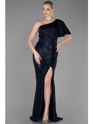 Abiyefon Tek Kol Yırtmaçlı Pul Payet Uzun Abiye ABU1891