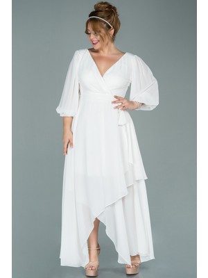 Kapri Kol Uzun Şifon Büyük Beden Abiye ABK1083