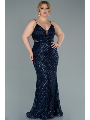 Abiyefon Uzun Payetli Ip Askılı Büyük Beden Abiye ABU1661