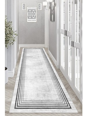Thalia Home Ince Çerçeveli Kaymaz Tabanlı Yıkanabilir Baskılı Halı Yolluk