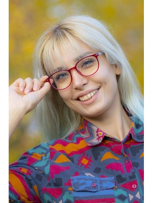 Focus On Eyewear Mavi Unisex Dinlendirici Bilgisayar Ekran Gözlüğü Bordo UV400 48 Bordo Oval Mat