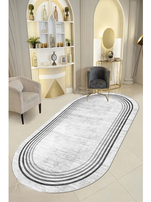 Thalia Home Ince Çerçeveli Kaymaz Tabanlı Yıkanabilir Baskılı Halı Yolluk