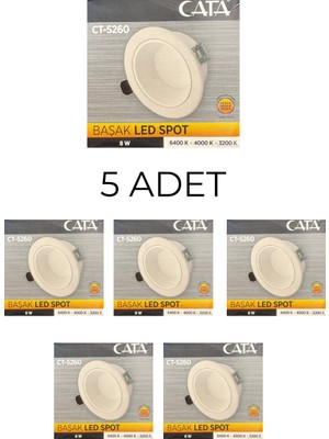 Cata CT-5260 Başak LED Spot 8W 3 Renk- 5’li Paket