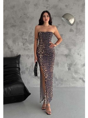 Keep Look Straplez Leopar Elbise - Keep Look - Temmuz 2024 - Leopar - M