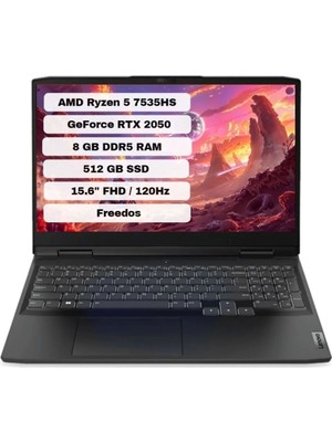 Lenovo IdeaPad Gaming 3 15ARH7 AMD Ryzen 5 7535HS 8GB 512GB SSD RTX2050 Freedos 15.6" FHD Taşınabilir Bilgisayar 82SB00SBTX