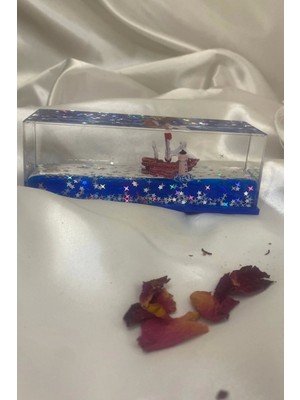 Rahan Batmayan Gemi Korsan Simli Akvaryum Içinde Lüks lik 14x5x4 Cm