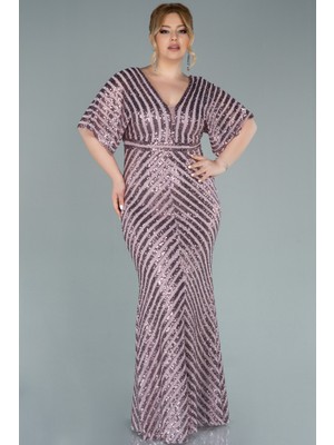 Abiyefon Kısa Kol Pul Payet Uzun Büyük Beden Abiye ABU2309