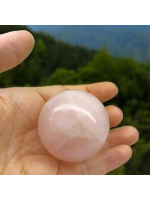 Doğal Taş Cenneti Pembe Kuvars Doğal Taş Küre (50 MM)(165-175 Gram Arasında)(Sertifikalı