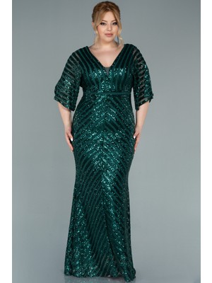 Abiyefon Kısa Kol Pul Payet Uzun Büyük Beden Abiye ABU2309