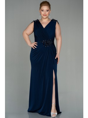 Abiyefon Kolsuz Yırtmaçlı Uzun Büyük Beden Abiye ABU2854